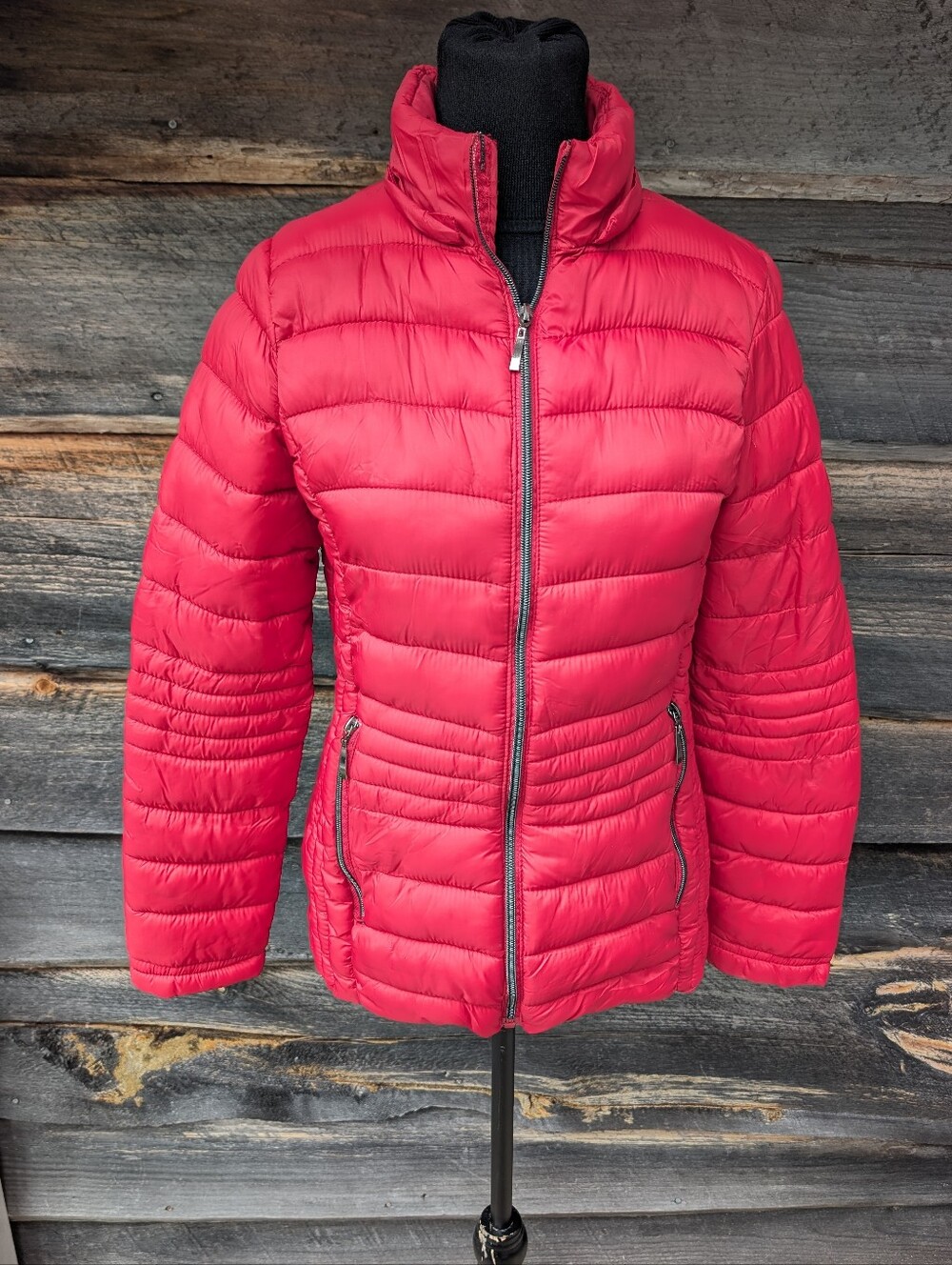 Fitted Soft Puffer Jacket 4 Pockets Sz Small